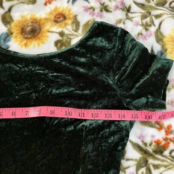 Vintage Jacob Mini Dress Womens S Green Crushed Velvet Low Back 90s Whimsygoth - Picture 5 of 10